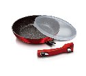 מחבת עם ידית מתפרקת בציפוי תלת שכבות בצבע אדום מתאים לאינדוקציה ולשימוש בתנור