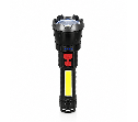פנס יד טקטי עוצמתי ספוטלייט מבית FORCELIGHT נטען USB עם תאורת COB וחיווי סוללה