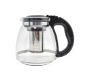 קנקן תה מזכוכית מחוסמת עם מסננת נירוסטה בעיצוב קלאסי ונפח 1.5 ליטר