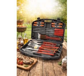 ערכת מנגל מקצועית 22 חלקים במזוודת נשיאה קשיחה