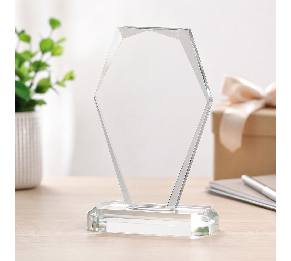 מגן הוקרה קריסטל יוקרתי עם בסיס שקוף מלבני