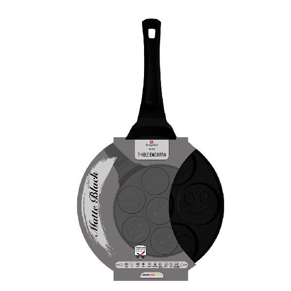 מחבת להכנת 7 פנקייקים בצורות אימוג'ים או חיות בצבע שחור מתאימה לאינדוקציה ולילדים