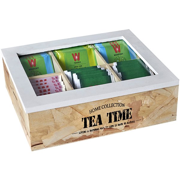 מארז TEA TIME 6 תאים מעץ טבעי לשקיות תה